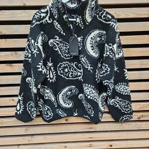 Brave Soul Black and White Paisley Sweater
